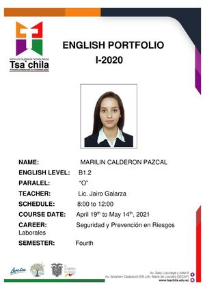 Portafolio Estudiantes Tsachila Marilin Calderon