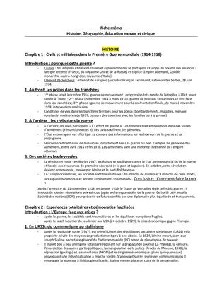 Histoire Geo & EMC Fiche Mémo