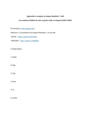 Apprendre à Compter en Langue Bamileke fe'efe'e (Nufi)