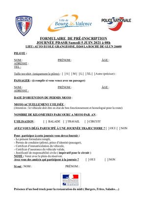Fiche Inscription Pdasr