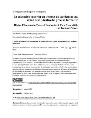 Calaméo - La Educacion Superior En Tiempos De Pandemia Jose Antonio ...