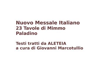 TAVOLE Nuovo Messale Italiano