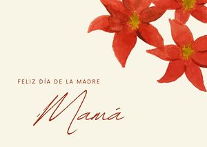 Rojo Crema Acuarela Familia Día De La Madre Apaisado Tarjeta Plana