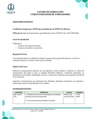 Indicaciones Generales Formador De Formadores 2021