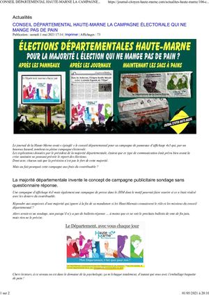 Conseil Départemental Haute Marne La Campagne ÉLectorale Qui Ne Mange Pas De Pain