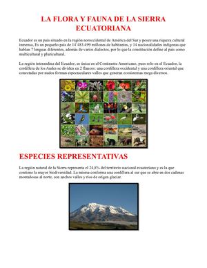 La Flora Y Fauna De La Sierra Ecuatoriana
