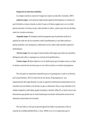 Etapas De La Entrevista Sistémica