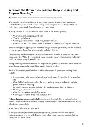 Helpsters Ae What Are The Differences Between Deep Cleaning And Regular Cleaning