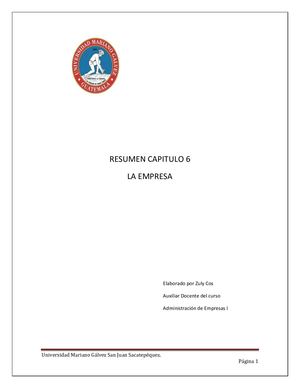 Resumen La Empresa Cap 6 Reyes Ponce