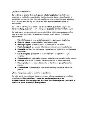 Que Es La Botanica