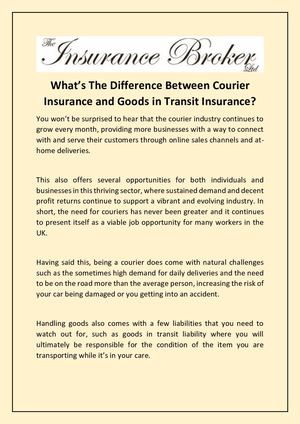 What’s The Difference Between Courier Insurance And Goods In Transit Insurance