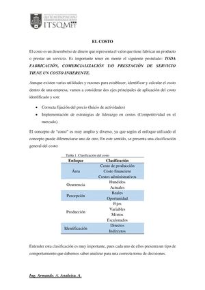 El Costo y sus Enfoques