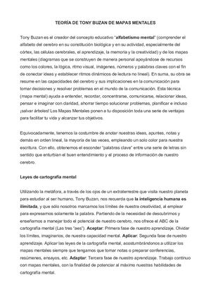 TEORÍA DE LOS MAPAS MENTALES - TONY BUZAN