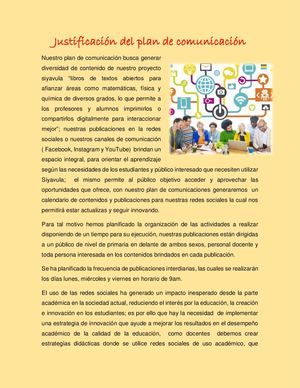 Justificación Plan De Comunicación
