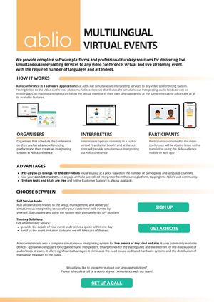 Multilingual Virtual Events - RSI - REMOTE SIMULTANEOUS INTERPRETING PLATFORM - ABLIOCONFERENCE