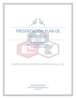 Presentación De Plan Cerveceria Centro Americana Sa