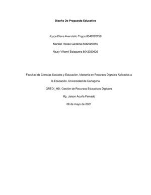 Propuesta De Diseño Educativo Gestión