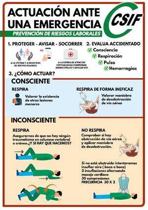 Cartel PRL Actuación En Caso De Emergencia