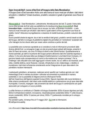 Open Innovability: nuova sfida Enel all’insegna della Data Monetization