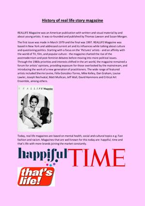 History Of Real Life Story Magazine