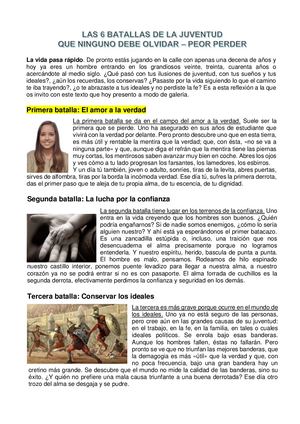 Las 6 Batallas De La Juventud Que Nadie Debe Perder