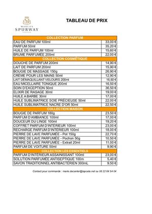 Tableau De Prix Marcus Spurway05 2021