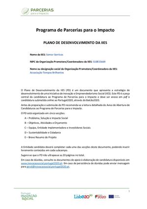 Plano De Desenvolvimento Somar Sorrisos