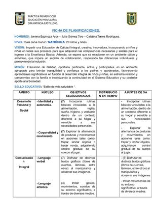 Ficha De Planificaciones