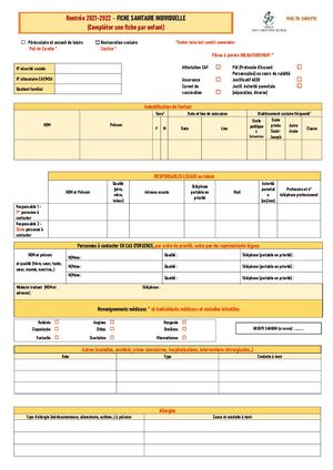 Fiche Sanitaire Individuelle