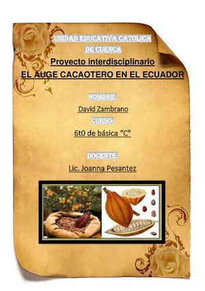 Auge Cacaotero En El Ecuador