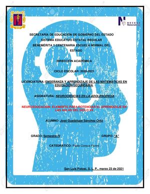 Revista Neuroeducación: elemento para potenciar el aprendizaje en las aulas del el siglo XX