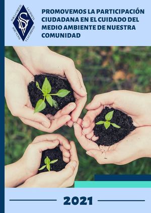 FOLLETO - Promovemos la participación ciudadana en el cuidado del medio ambiente de nuestra comunidad