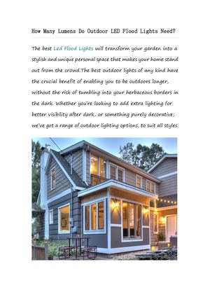 How Many Lumens Do Outdoor Led Flood Lights Need