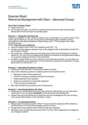 Citavi 6 Further Exercises