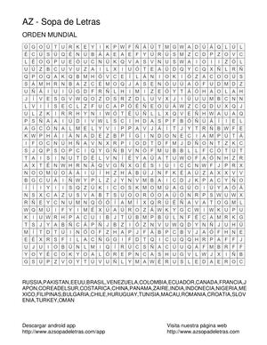 Orden Mundial Sopa De Letras