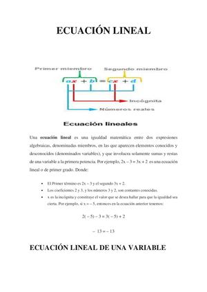 Ecuación Lineal Conceptualización