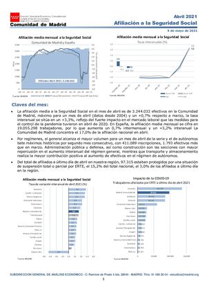 Nota Afiliación A La Seguridad Social Abril Comunidad De Madrid