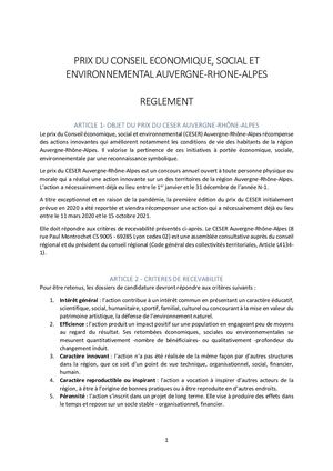 Règlement Intérieur Prix Du Ceser