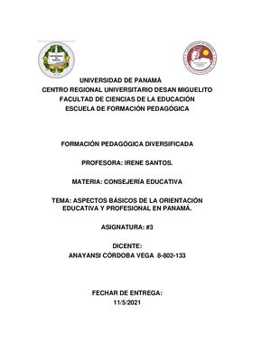 Asignatura #3 Consejería Educativa