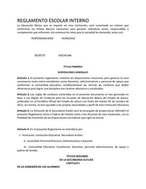 Reglamento Escolar Interno (Sec Autlán)