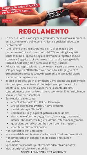 Regolamento Sconto 20% Brico Io Card Maggio