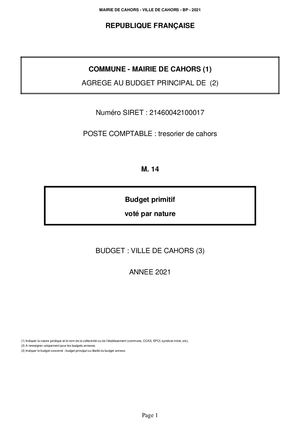 MAIRIE DE CAHORS - VILLE DE CAHORS - BP - 2021