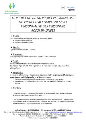 Projet De Vie Ou Projet Personnalisé Des Personnes Accompagnées