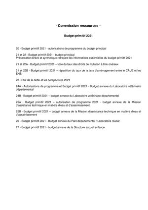 Budget primitif 2021 - commission ressources