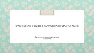 Правописание Н и нн в суффиксах прилагательных