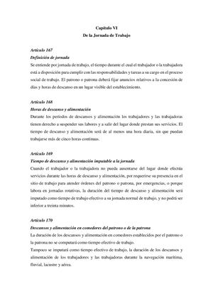 Extracto LOTTT Capitulo VI Y VII  Jornada Laboral Y Horas Extras