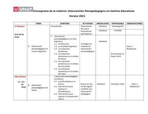 Cronograma Intervención Psico Areas Educativas Ver 2021