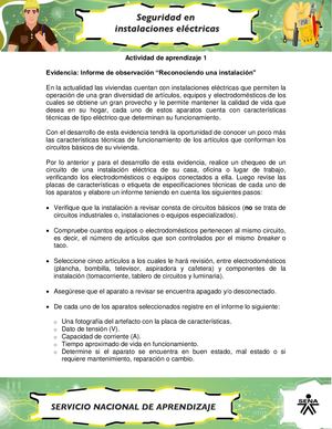 Evidencia Informe De Observación “Reconociendo Una Instalación”