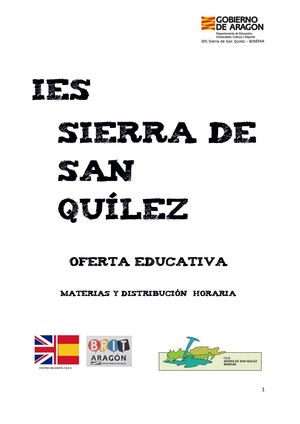 Oferta Educativa Eso Bachillerato Ies Binefar 2021 22