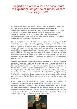 Antonio José Francisco De Sucre Y Alcalá